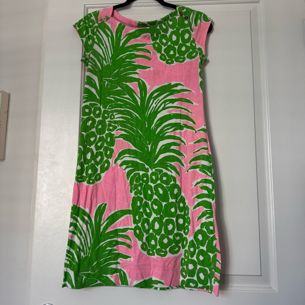 Lilly Pulitzer Pink and Green Sheath Midi Dress Resort Wear